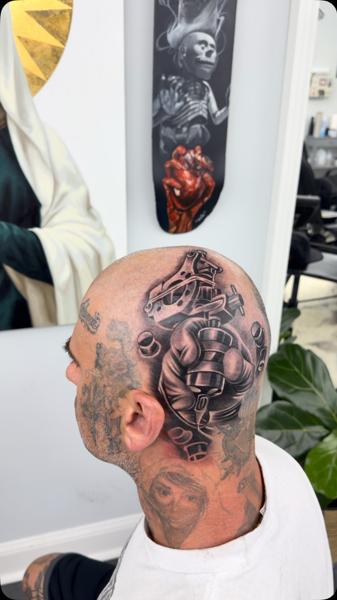 Realism mechanical design tattoo by @bluedevilsink