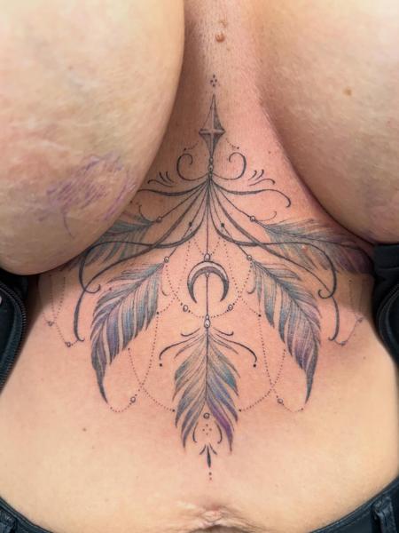 Ornamental feather mandala tattoo by @brittbeale