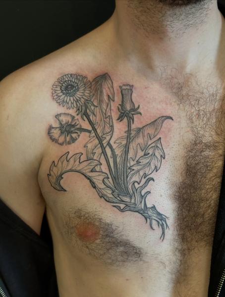 Fine Line floral design tattoo by @brooke_michael_englehart