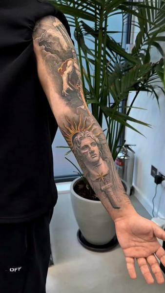 Realism mythological scene tattoo by @cagriesk