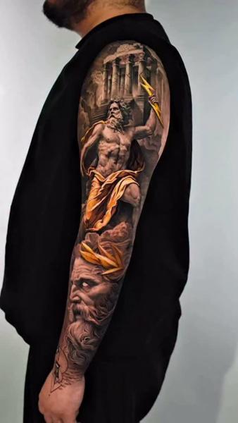 Realism zeus portrait tattoo by @cagriesk