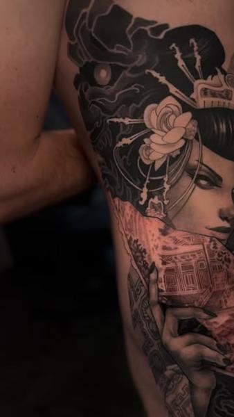 Japanese japanese woman dragon tattoo by @mr.calle