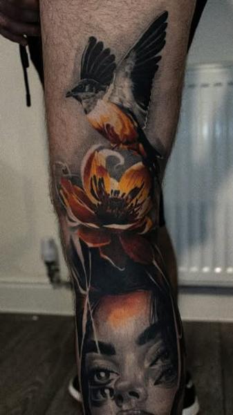 Surreal realism surreal portrait bird tattoo by @inkside1812