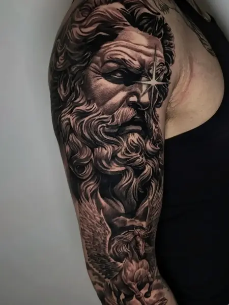 Realism mythological portrait tattoo by @inkside1812