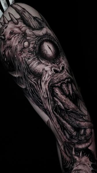 Realism monster face tattoo by @chapta.too_hk
