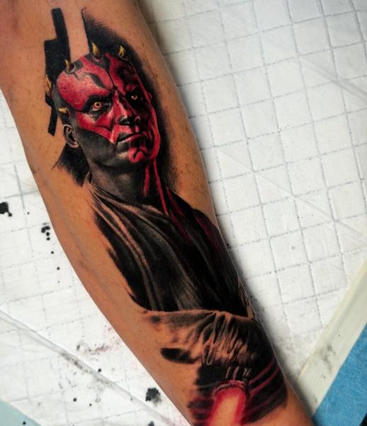 Realism darth maul portrait tattoo by @hermit_ttt