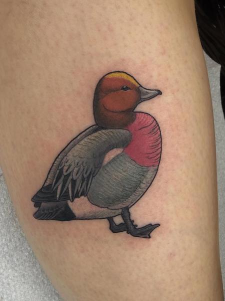 Realism realistic duck tattoo by @charliesullivantattoo