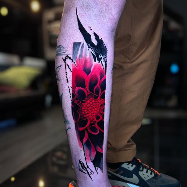 Abstract abstract flower tattoo by @sirtattooart
