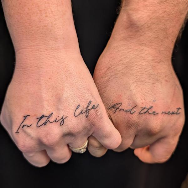 Fine Line script text tattoo by @cheyenne_hertz_tattoos