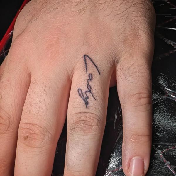 Fine Line script text tattoo by @cheyenne_hertz_tattoos