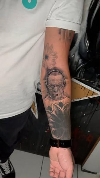 Realism frankenstein portrait tattoo by @chico_payaso.ink