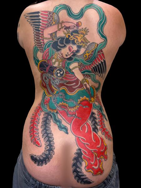 Japanese mythical figure tattoo by @chopper_ftw