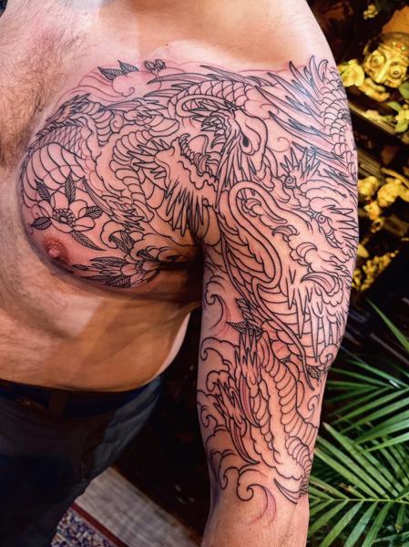 Japanese dragon tattoo by @chriscrookstattoo