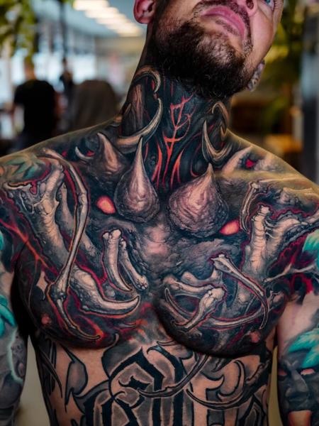 Realism demonic creature tattoo by @boyetattoo
