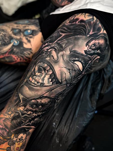 Horror realism horror portrait tattoo by @boyetattoo