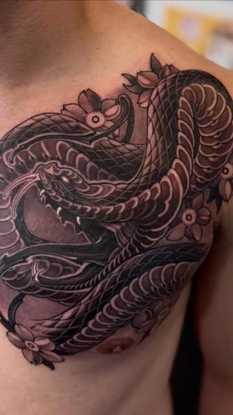 Japanese japanese snake tattoo by @chrishenriksen