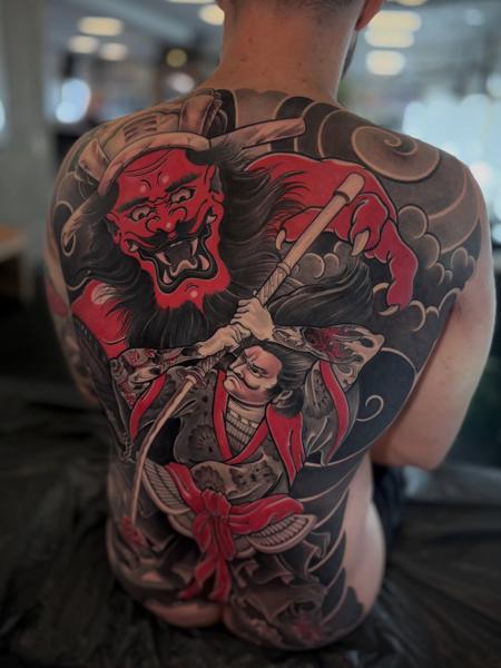 Japanese oni samurai battle tattoo by @chrishenriksen