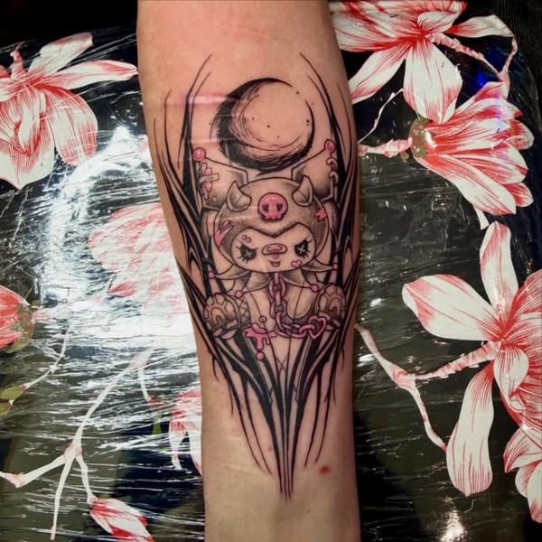 Anime cute devil character tattoo by @jiffaloaf