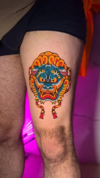 Japanese japanese mask tattoo by @moch.tattoo