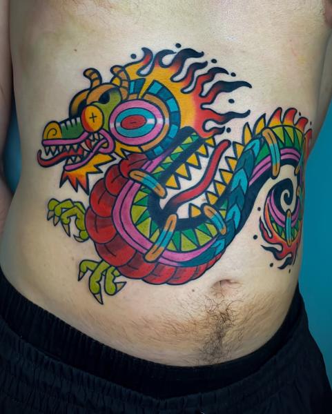 Traditional traditional dragon tattoo by @bitros_tattoo