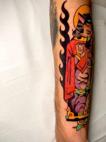 Neo-traditional mythical cat tattoo by @bitros_tattoo