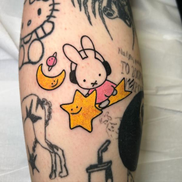 Illustrative miffy character tattoo by @bitros_tattoo