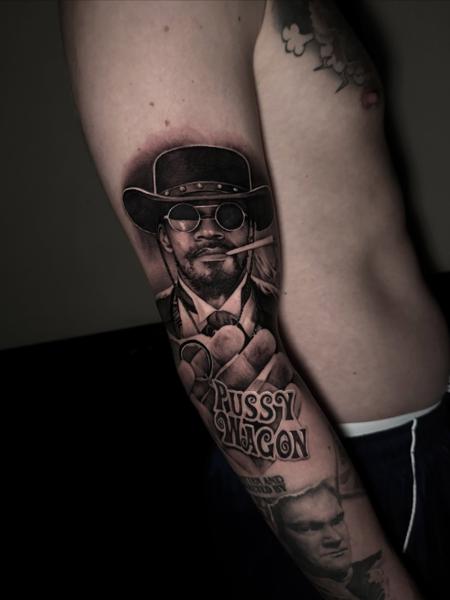 Realism cowboy portrait tattoo by @cj_humps_tattoos
