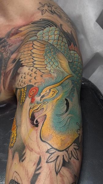 Japanese mythical bird tattoo by @cjtattoo.cj
