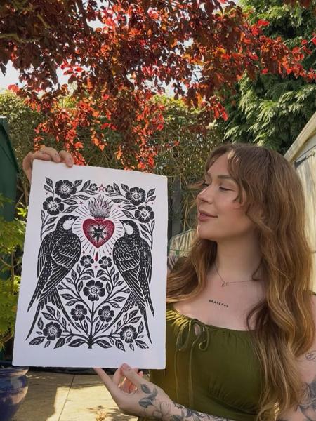 Traditional birds and heart tattoo by @clairedaisytattoos