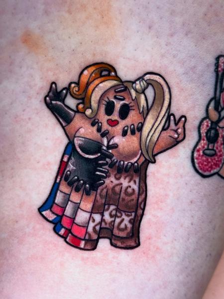 Illustrative stylized character tattoo by @coshtattoos