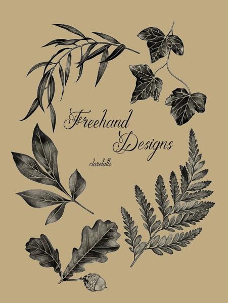 Botanical illustration botanical leaves tattoo by @claretatts