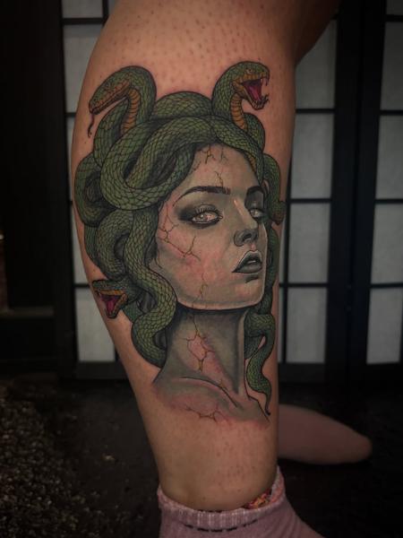 Realism medusa portrait tattoo by @codyeaglestattoo