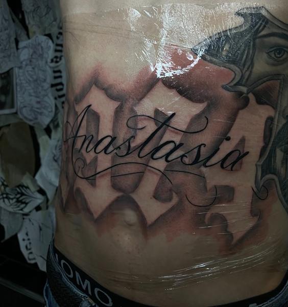 Lettering lettering tattoo by @soak_latatt23