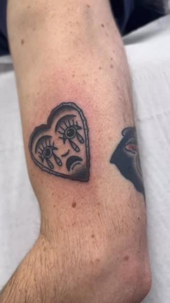 Traditional crying heart tattoo by @ctptattoo