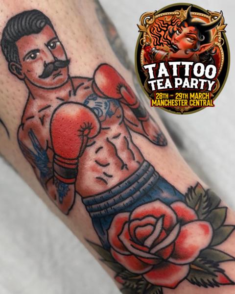 Traditional traditional boxer tattoo by @ctptattoo