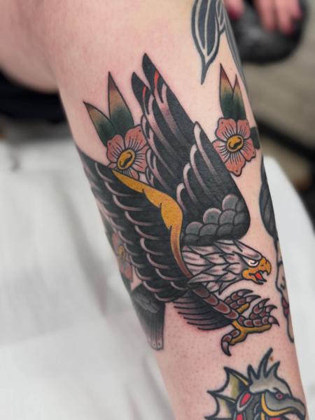 Traditional traditional eagle tattoo by @ctptattoo