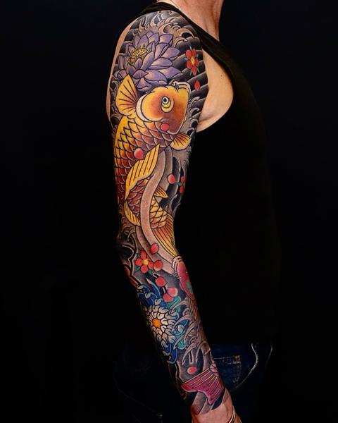 Japanese koi fish tattoo by @damienrodriguez
