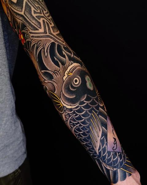 Japanese koi fish tattoo by @damienrodriguez
