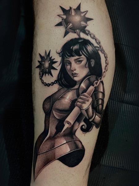 Realism warrior woman tattoo by @danijtattoo