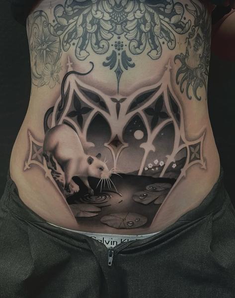 Realism rat and pond tattoo by @danijtattoo