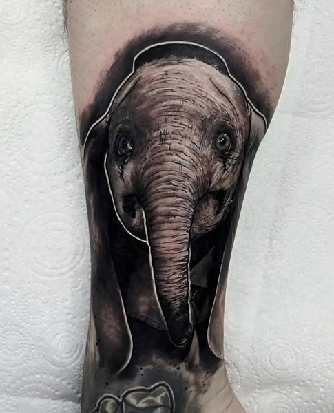 Realism elephant portrait tattoo by @danny_tattooart