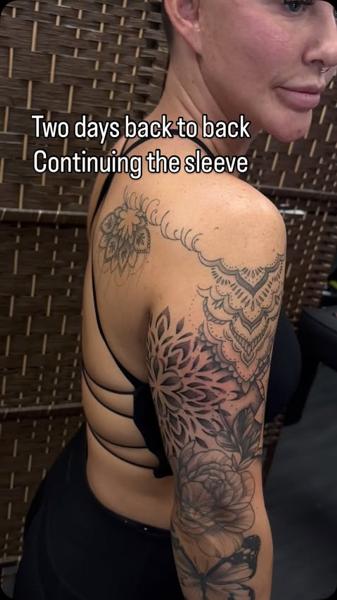 Blackwork floral mandala tattoo by @newidshirley