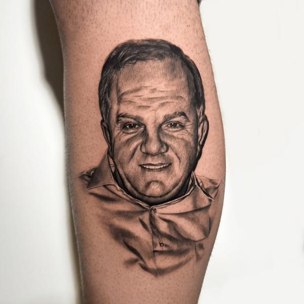 Realism man portrait tattoo by @daria_inkaholic