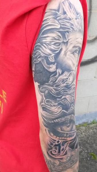 Realism greek god eye tattoo by @truelinestattoo
