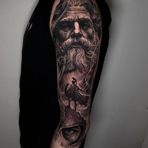 Realism mythological scene tattoo by @mrbaldaro