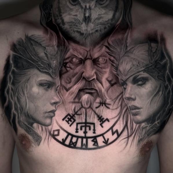 Realism norse mythology tattoo by @mrbaldaro
