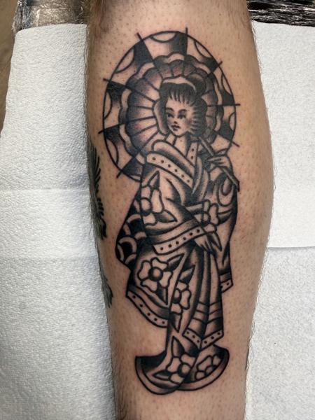 Traditional geisha tattoo by @davidhtattoo