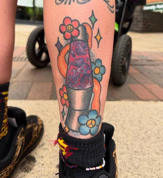 Traditional lava lamp tattoo by @monkhousetattoos