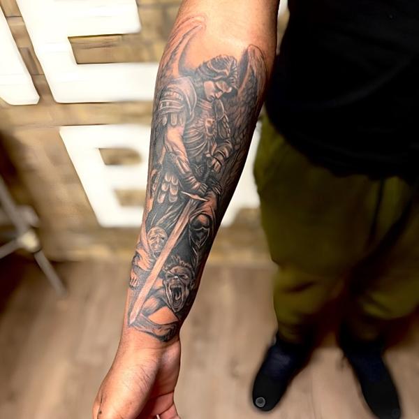 Realism angel warrior tattoo by @d_chakki
