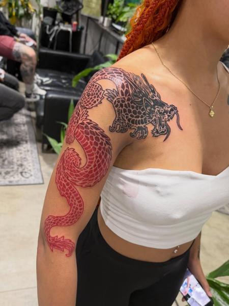 Japanese dragon tattoo by @d_chakki